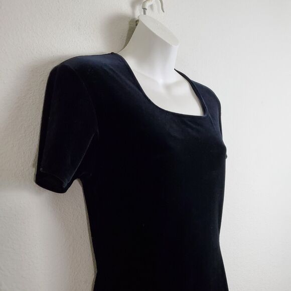 Hillard & Hanson Vintage Dress 8 Black Velvet Mini Grunge 90s Y2K Whimsigoth - Picture 4 of 11